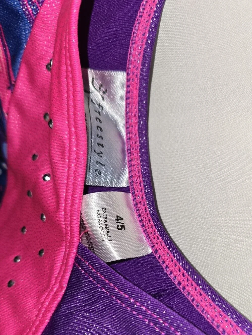 Freestyle By Danskin Pink & Purple Multi-Print Gymnastics Tank Leotard